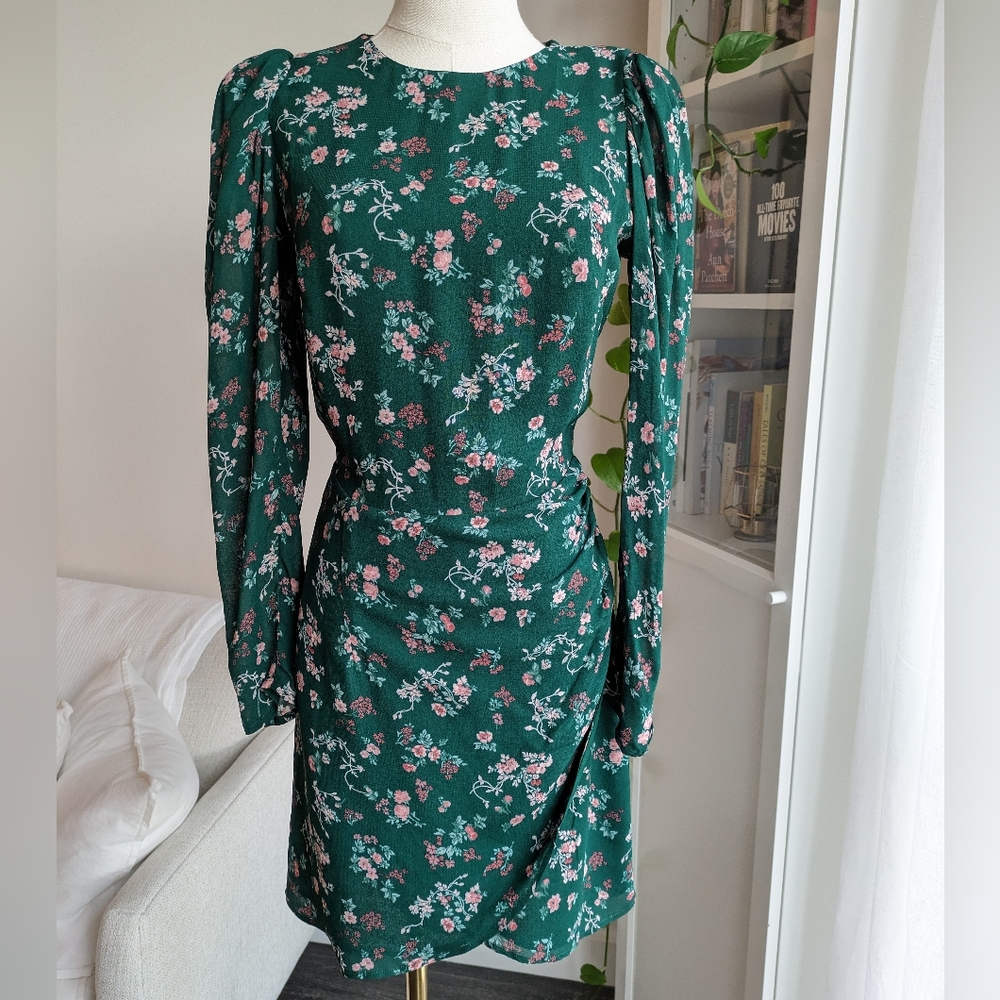 Reformation Juni Green Long Sleeve Dress - Picture 6 of 11